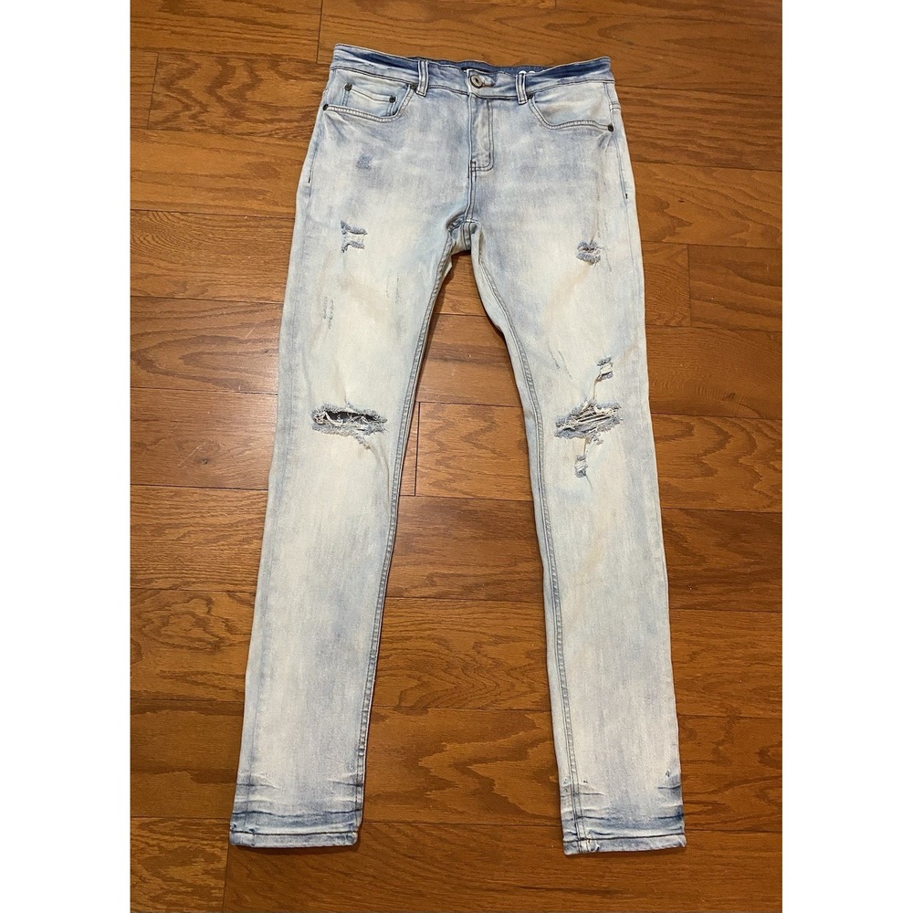 Serenade Titan Fitted Denim Jeans Mens Size 32x32.5 Blue Embroidered "S" Stretch